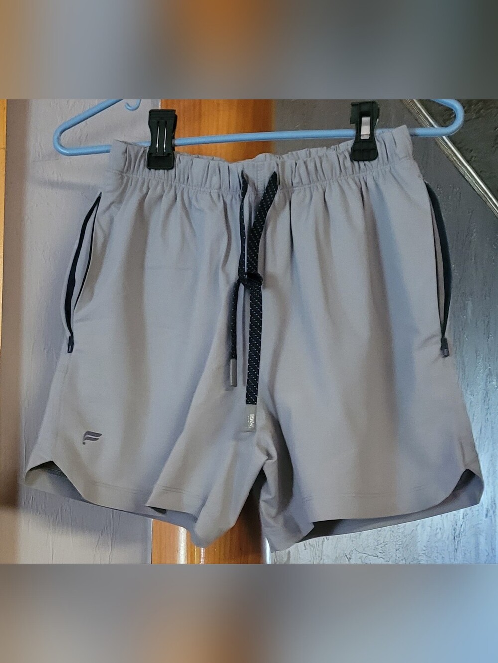 Fabletics Men's Light Gray Athletic Shorts.